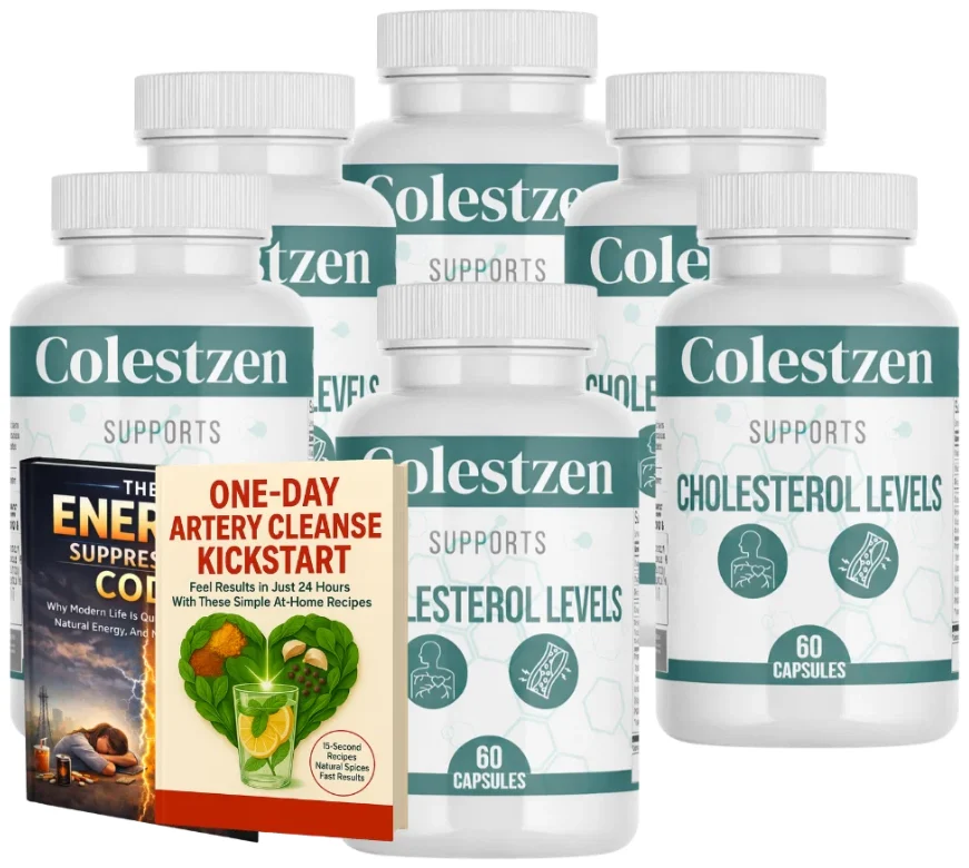 Six bottles of ColestZen with two bonus books
